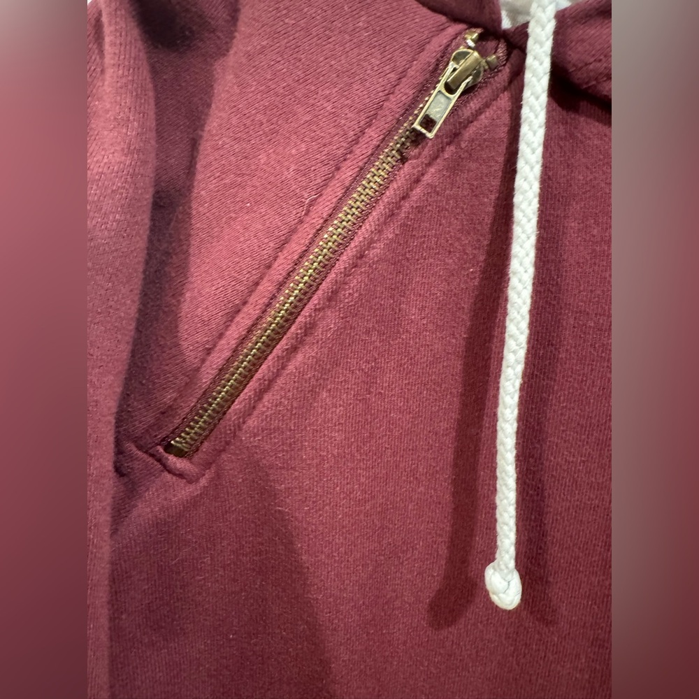 Women's Burgundy Double Hooded Sweatshirt Medium - Picture 3 of 11